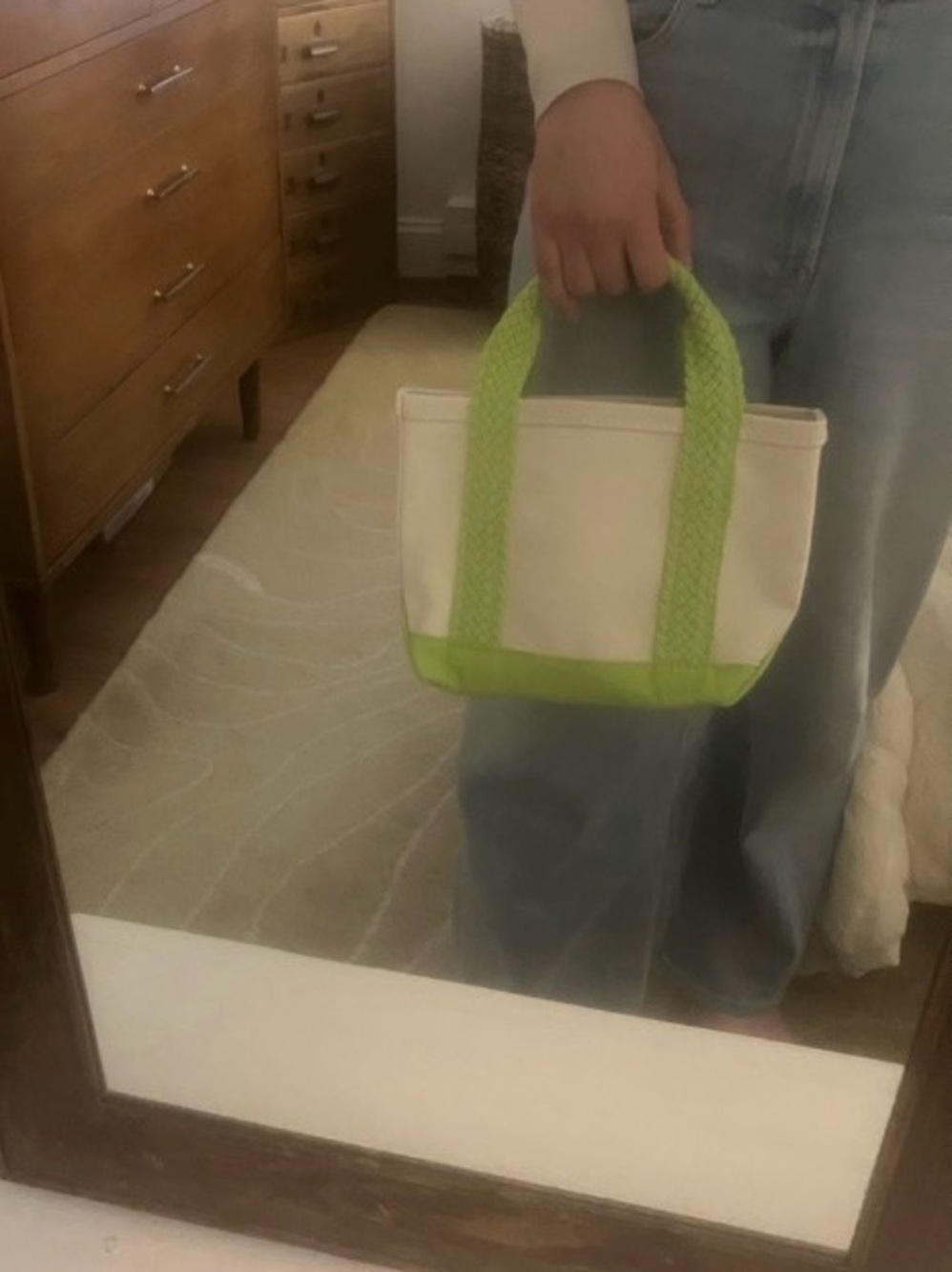 L.L. Bean Mini Boat and Tote Lime Braided web Handles Japan limited edition